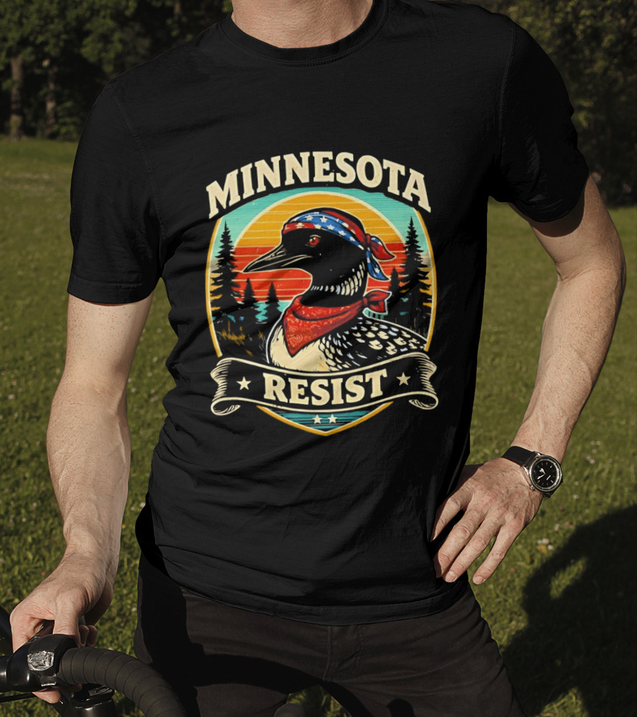 Minnesota Loons Resist Vintage American Bandana And Sunset T-Shirt
