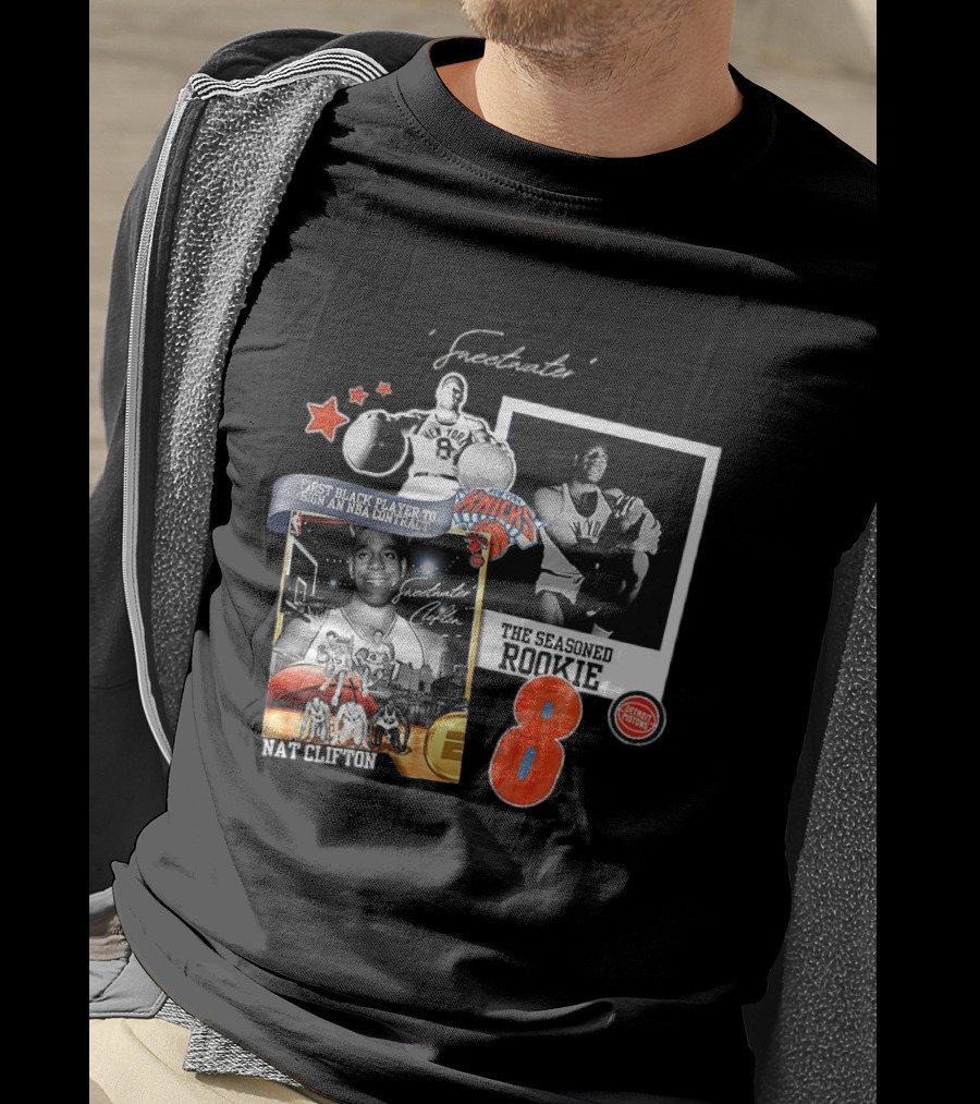Nat Clifton NBA Trailblazer Knicks Detroit Rookie Number 8 T-Shirt