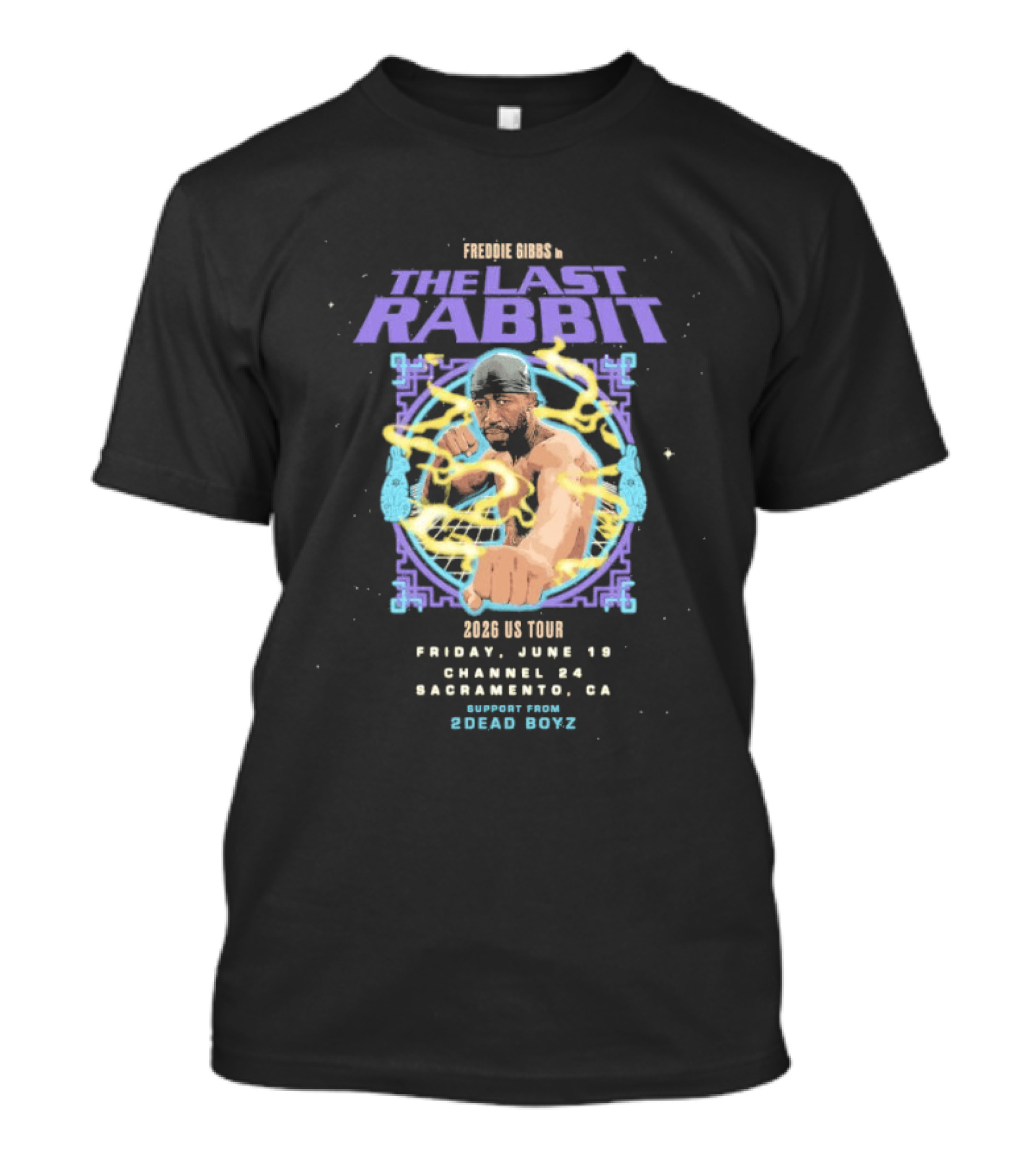 Freddie Gibbs The Last Rabbit 2026 US Tour Sacramento June 19 Special Guests Sugar Boys T-Shirt