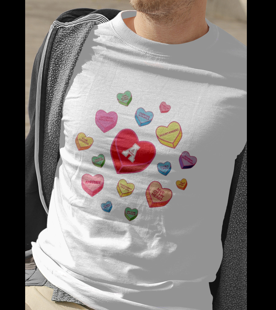 Valentine's Day Appalachian State Mountaineers Heart Candy Love Message T-Shirt