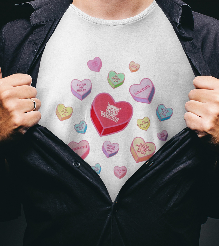 Weber State Wildcats Valentine Heart Quotes 2026 T-Shirt