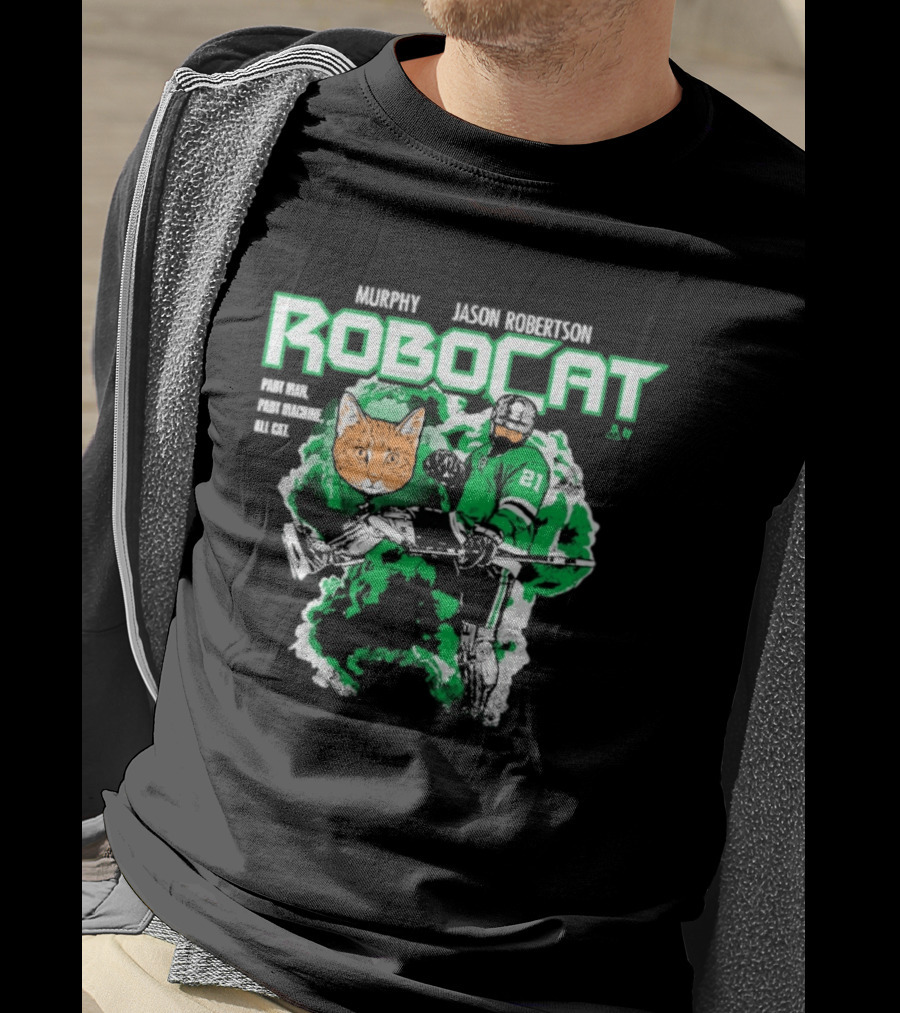 Jason Robertson RoboCat Hockey Player With Cat Head T-Shirt