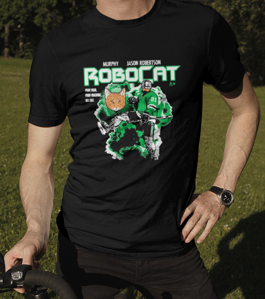 Jason Robertson RoboCat Hockey Player With Cat Head T-Shirt