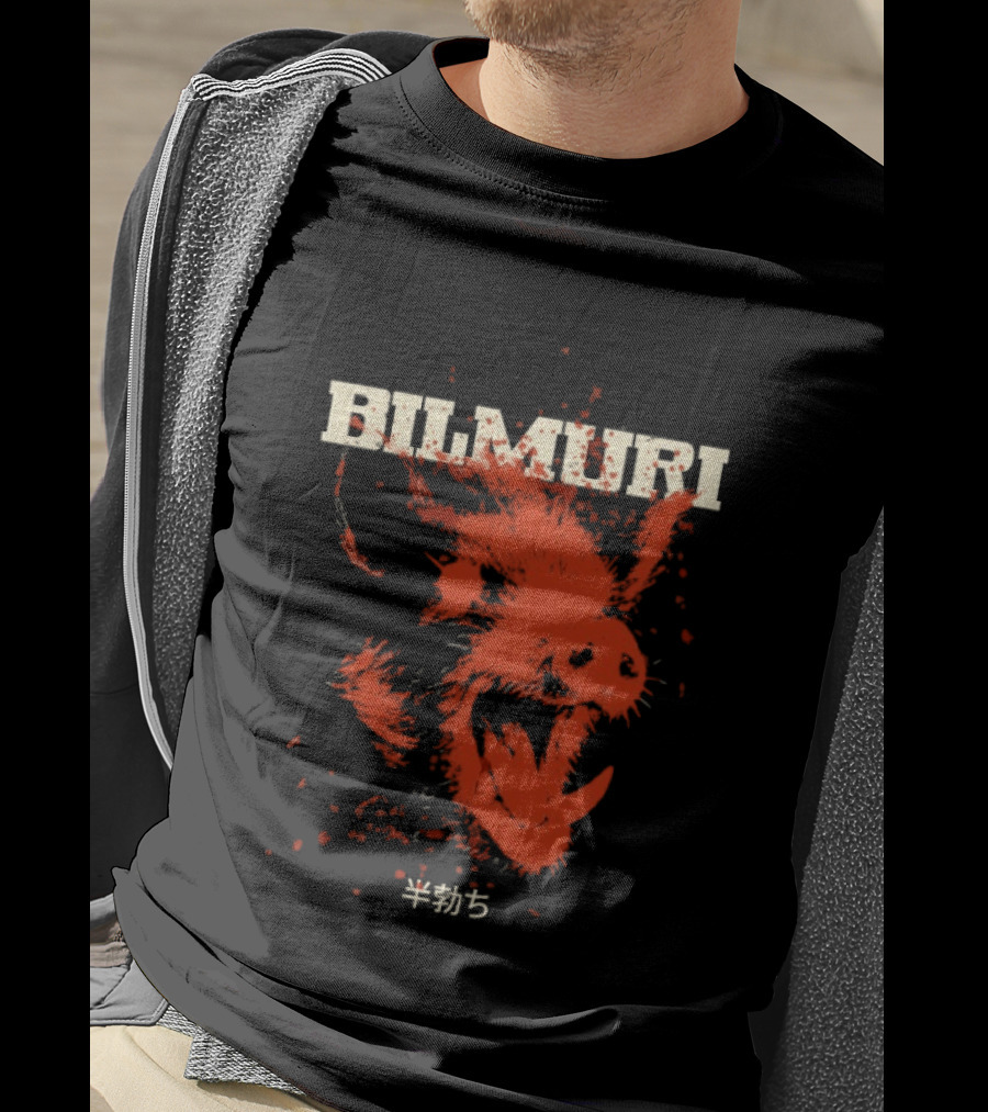 Bilmuri Splattered Hog Design With Japanese Characters T-Shirt