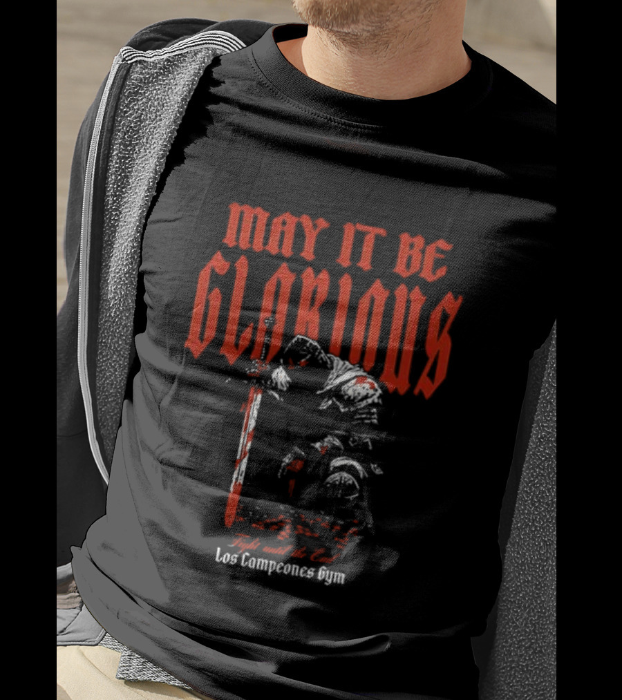 May It Be Glorious Los Campeones Gym Camiseta Vintage Con Guerrero Histórico Rojo Y Blanco T-Shirt