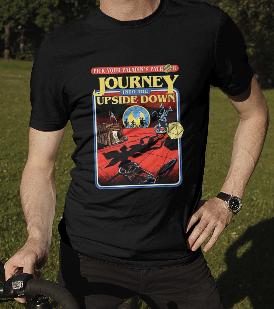 Pick Your Paladin's Path Journey Into The Upside Down Comic Dice Retro Scene T-Shirt