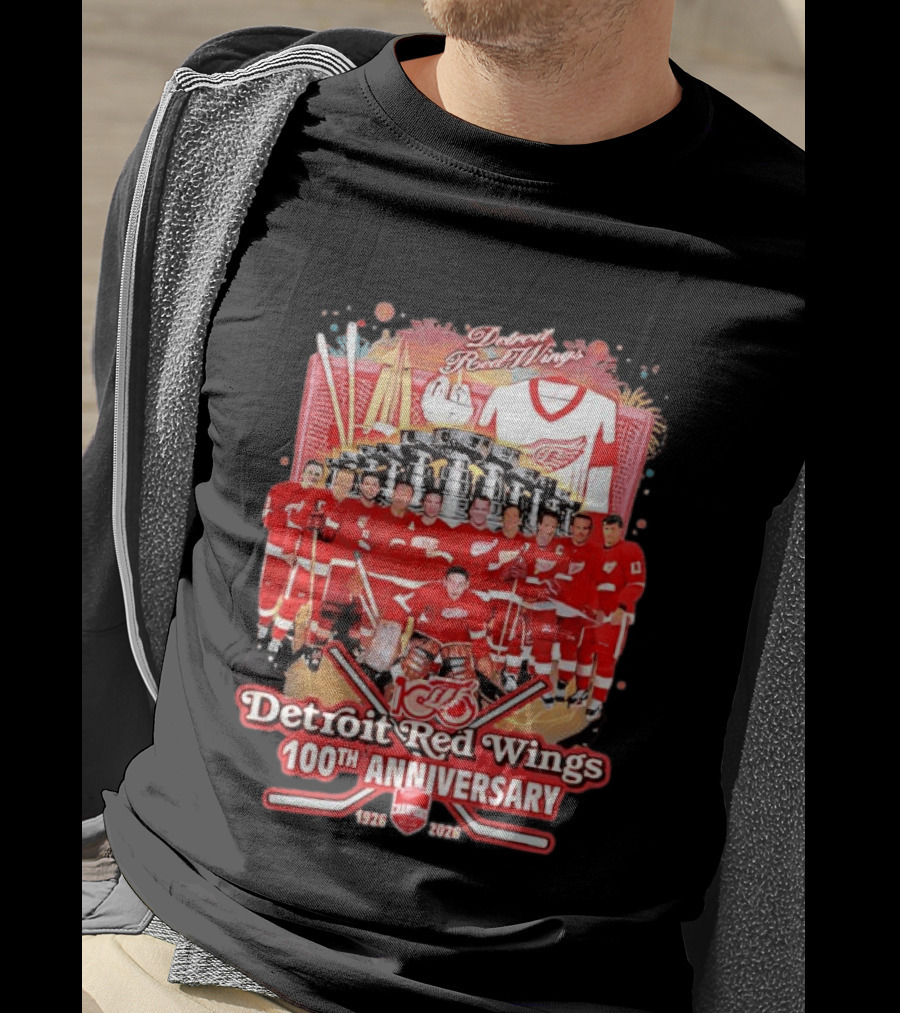 Detroit Red Wings 100th Anniversary 1926 2026 Team Celebration T-Shirt