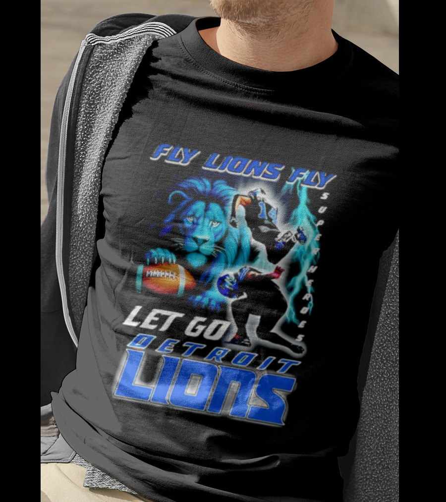Fly Lions Fly Let Go Detroit Lions Football Journey T-Shirt