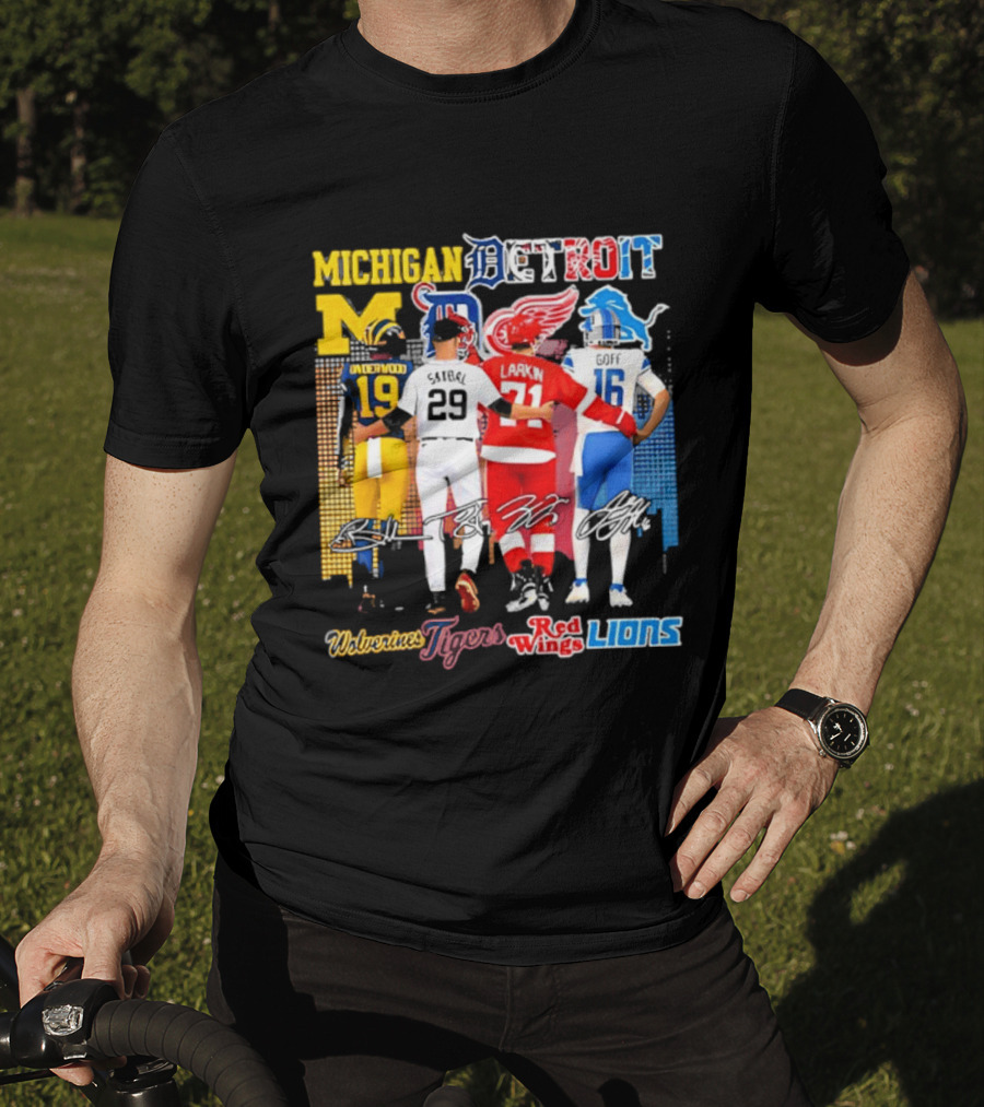 Michigan Wolverines X Tigers X Red Wings X Lions Detroit Sports Players T-Shirt
