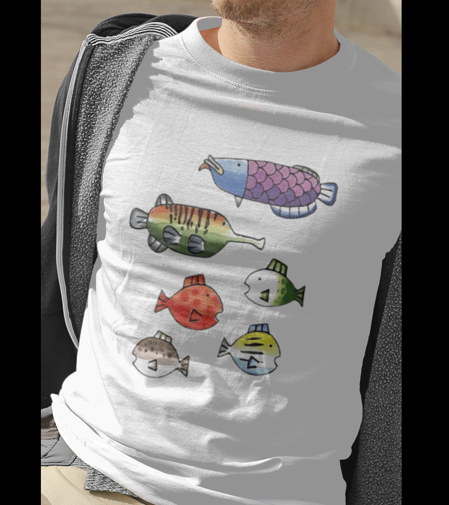 Fishing Minigame Colorful Fish Collection Vibrant Sea Life T-Shirt