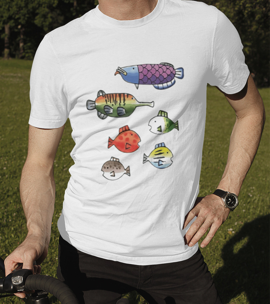 Fishing Minigame Colorful Fish Collection Vibrant Sea Life T-Shirt