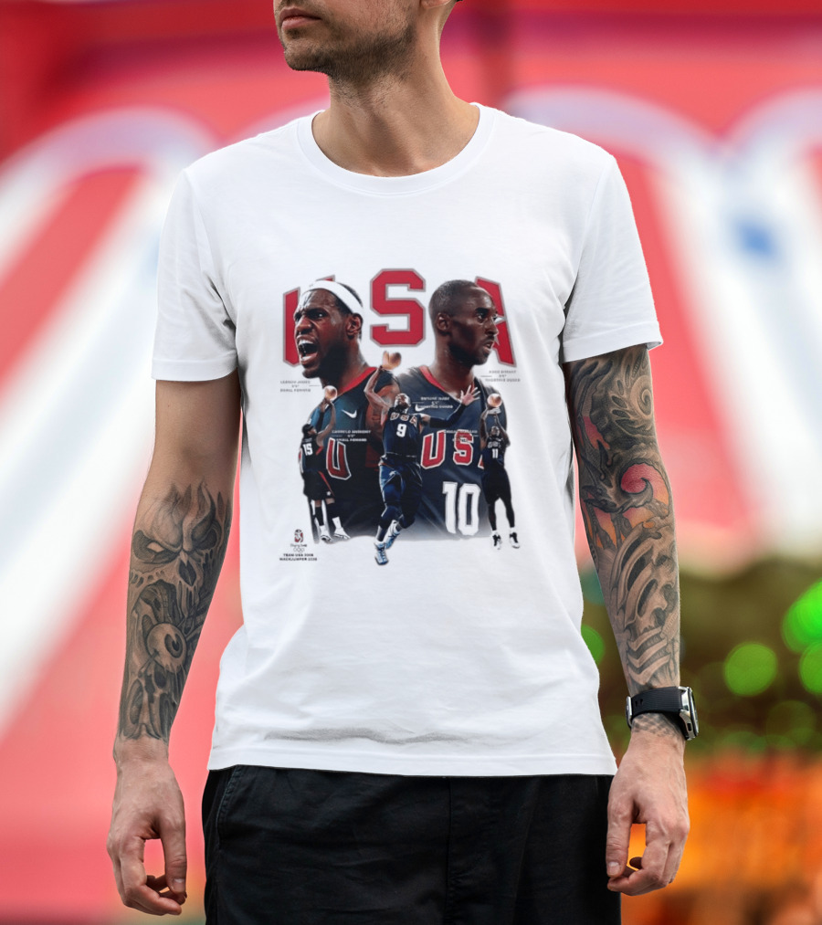 Kobe Bryant LeBron James Dwyane Wade Carmelo Anthony USA Basketball Redeem Team T-Shirt