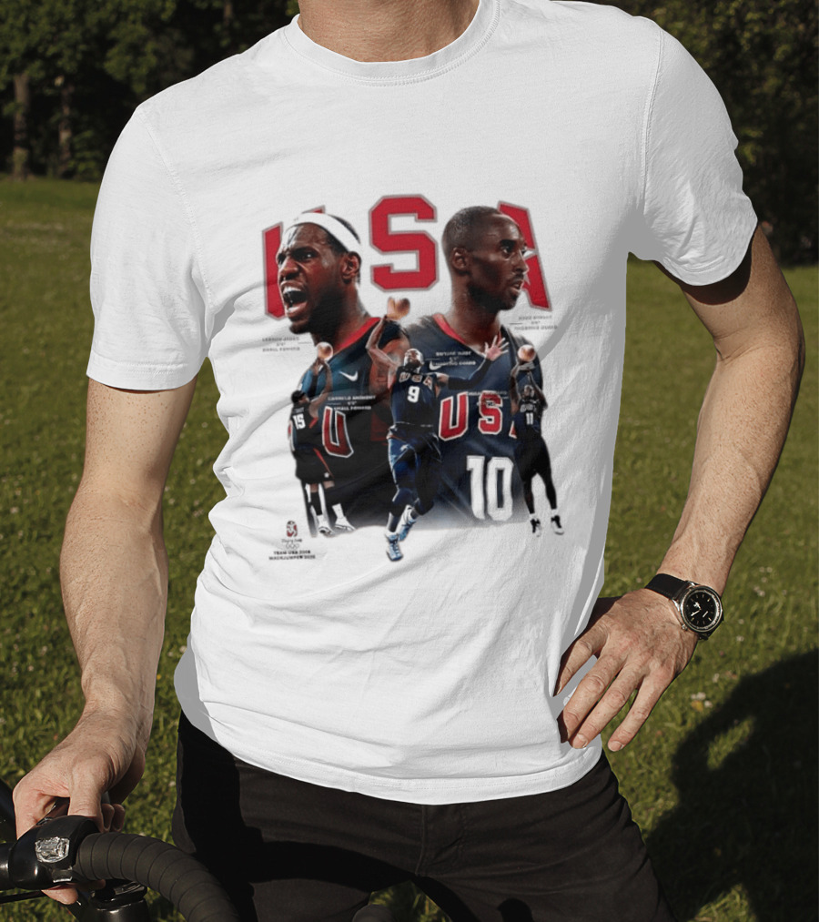 Kobe Bryant LeBron James Dwyane Wade Carmelo Anthony USA Basketball Redeem Team T-Shirt