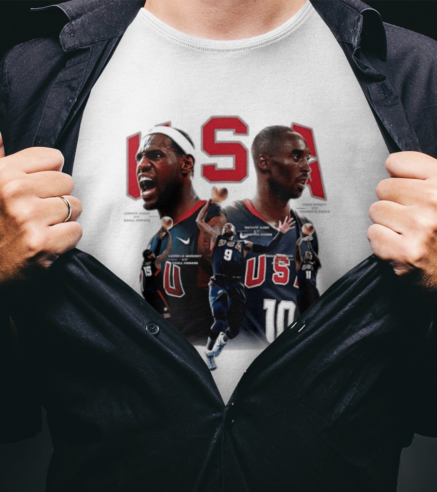 Kobe Bryant LeBron James Dwyane Wade Carmelo Anthony USA Basketball Redeem Team T-Shirt