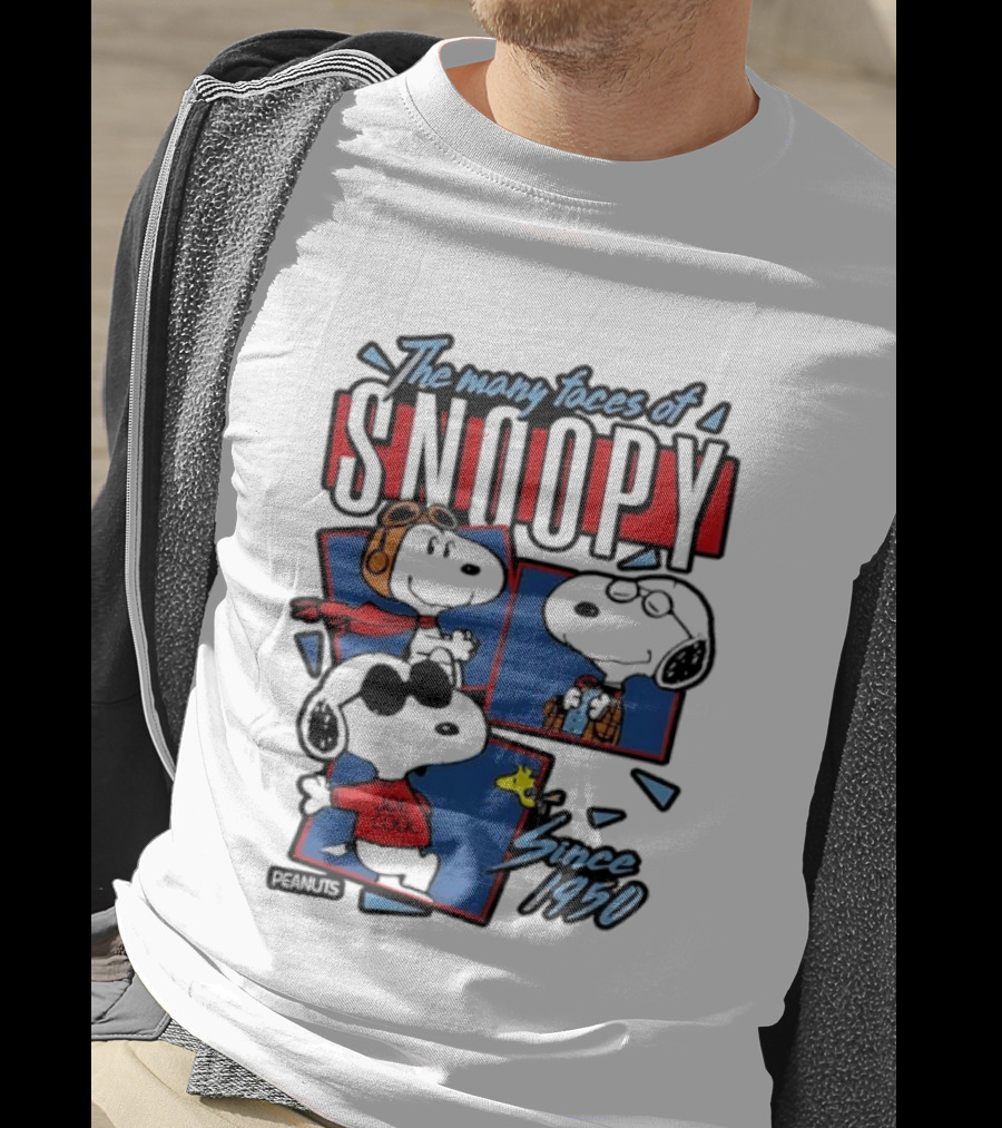 The Many Faces Of Snoopy Joe Cool Aviator Since 1950 T-Shirt