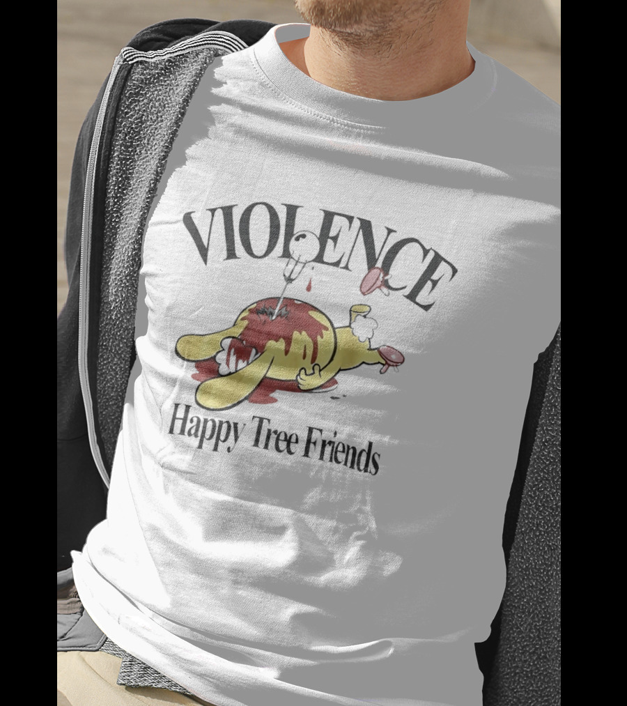Violence Happy Tree Friends Cartoon Dark Humor Bloodied Scene T-Shirt
