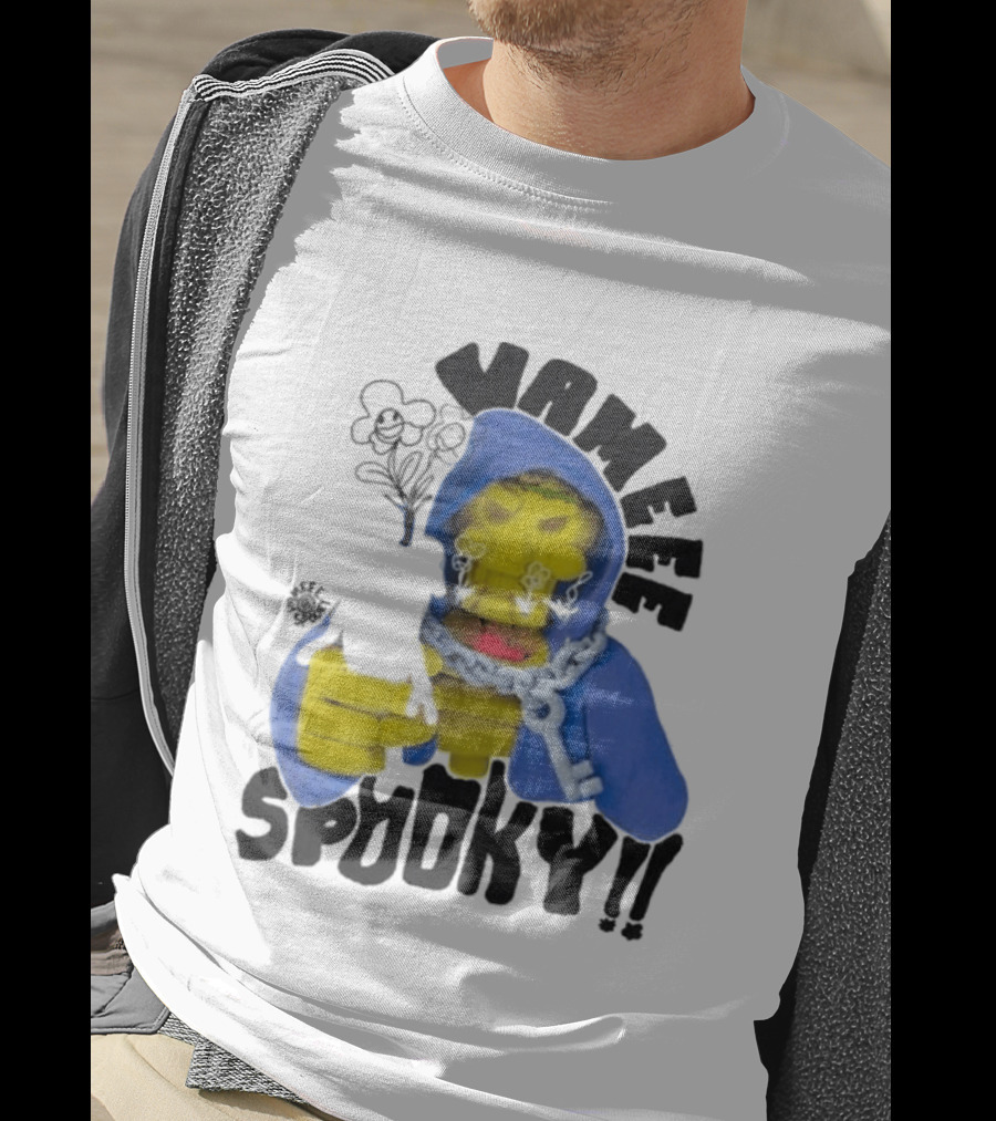 Vameee Spooky Skeleton In Blue Hood With Chains T-Shirt
