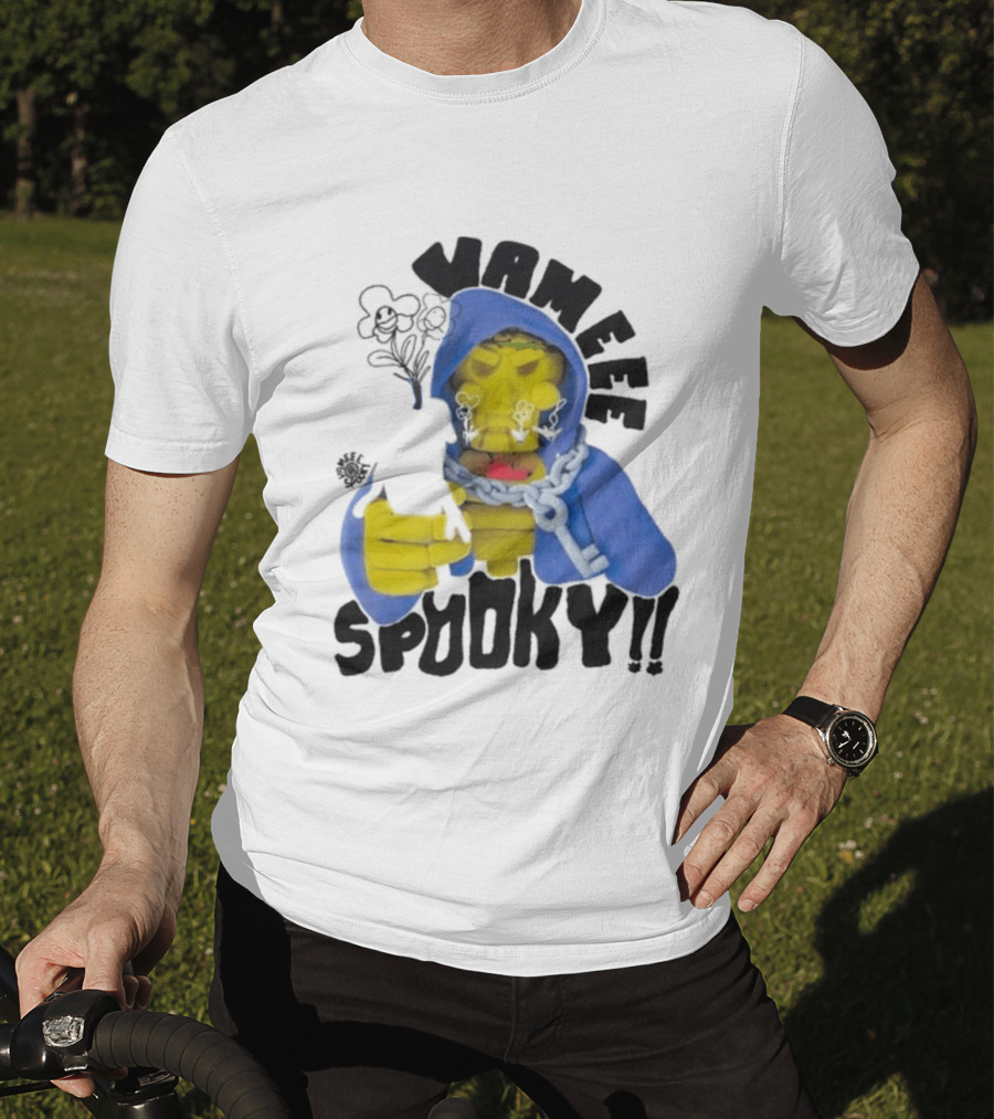 Vameee Spooky Skeleton In Blue Hood With Chains T-Shirt