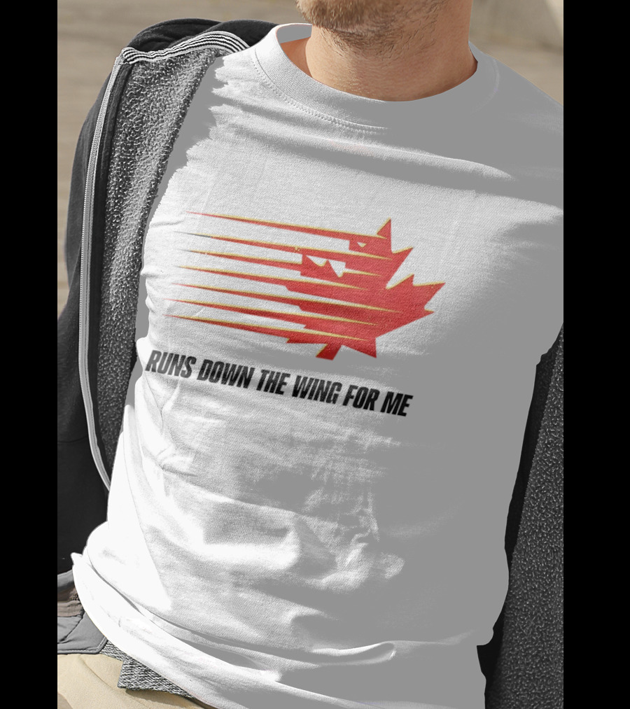 Runs Down The Wing For Me Red Streaks Maple Leaf T-Shirt