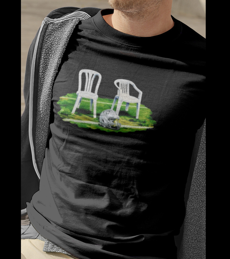 Bad Bunny Super Tazón Chairs Two White Seats Helmet Grass T-Shirt