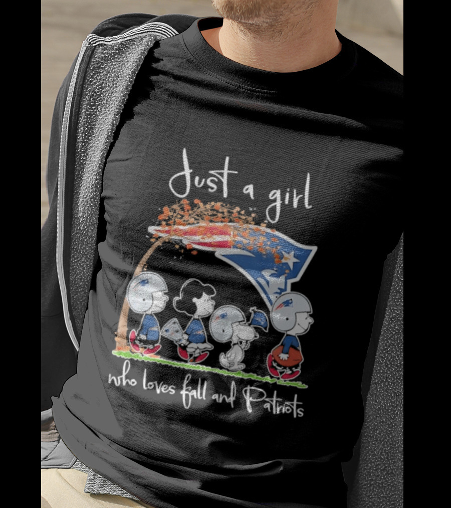 Peanuts Characters Just A Girl Who Loves Fall And Patriots T-Shirt