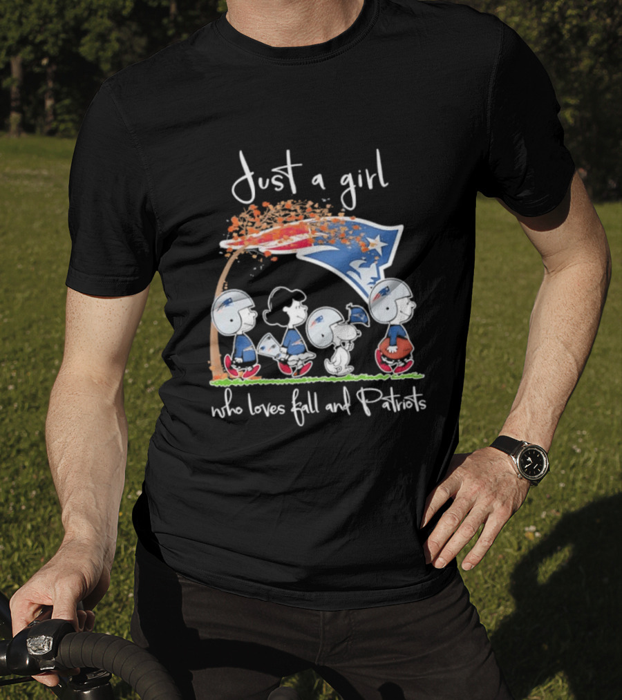 Peanuts Characters Just A Girl Who Loves Fall And Patriots T-Shirt