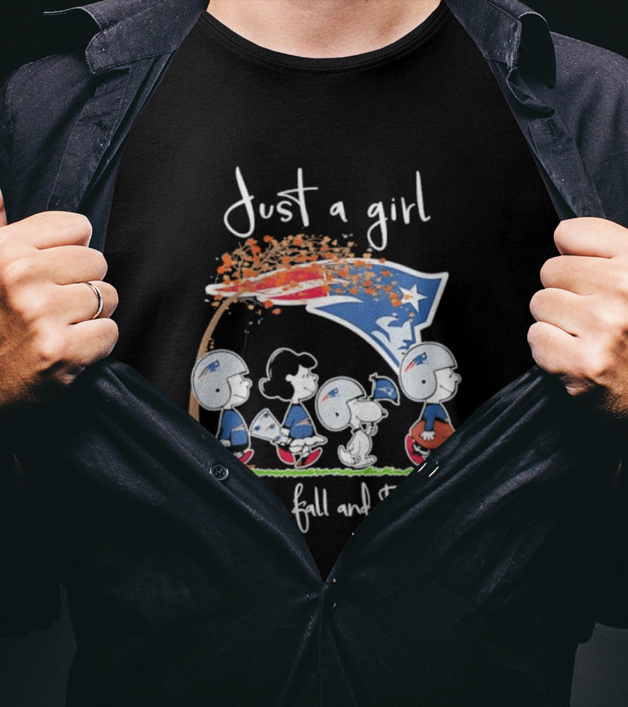 Peanuts Characters Just A Girl Who Loves Fall And Patriots T-Shirt