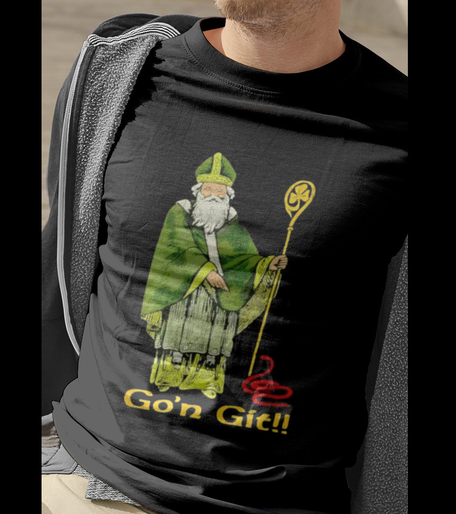 Go'n Git St Patrick Vintage Illustration With Staff And Smoke T-Shirt