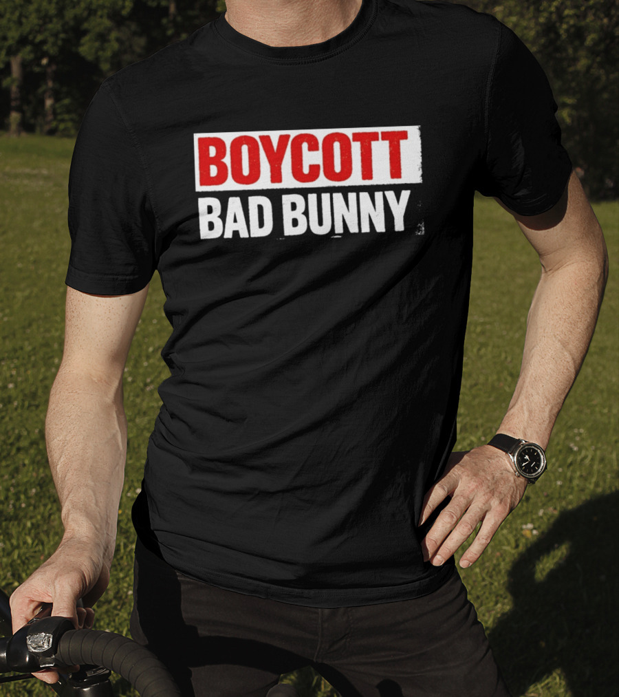 Boycott Bad Bunny Text Bold Red And White T-Shirt
