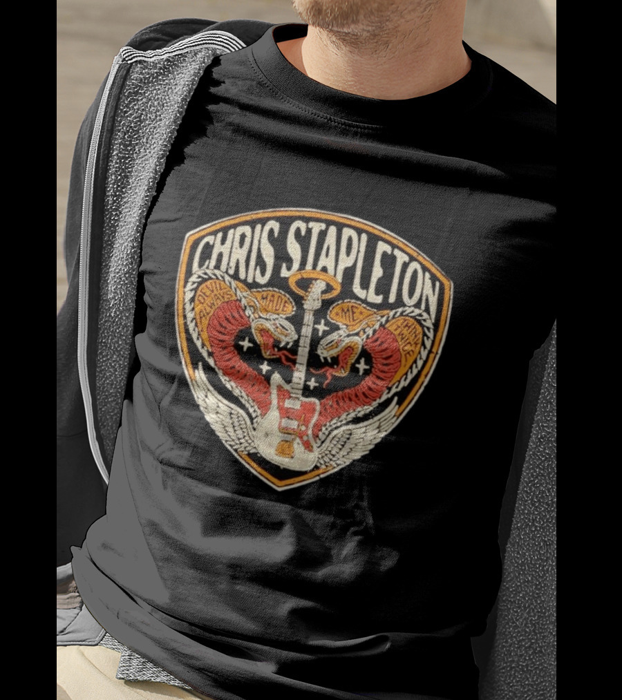Chris Stapleton Devil Always Made Me Think Twice Snakes Guitar Wings T-Shirt