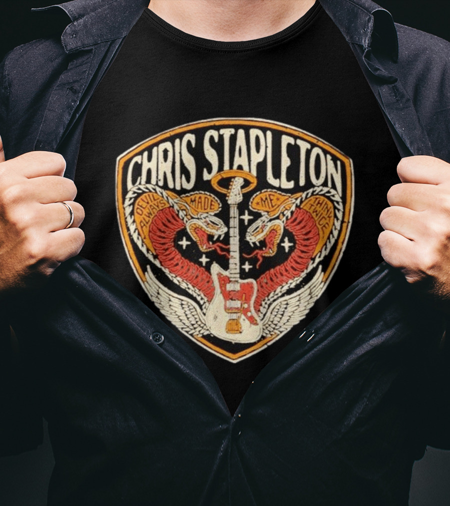 Chris Stapleton Devil Always Made Me Think Twice Snakes Guitar Wings T-Shirt