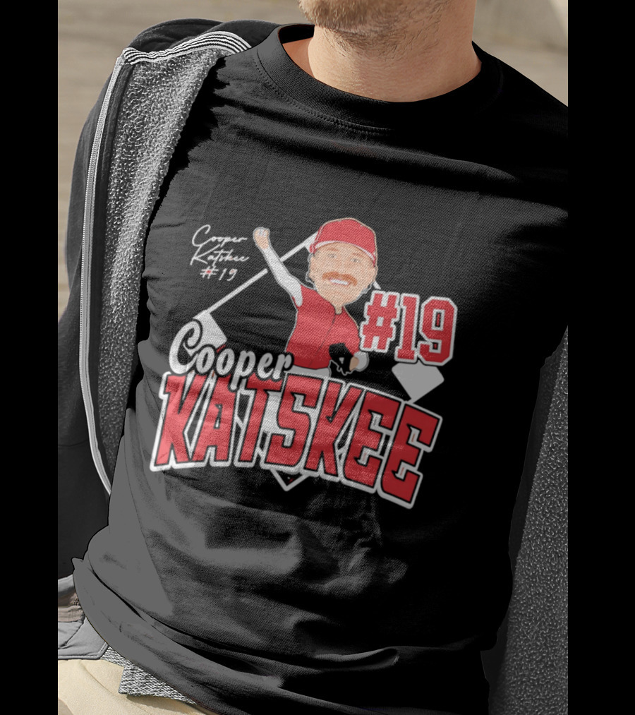 Cooper Katskee #19 Nebraska Baseball Caricature T-Shirt