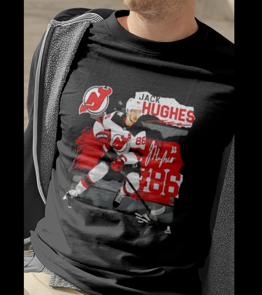New Jersey Devils Jack Hughes 86 Fresh Ice Hockey T-Shirt