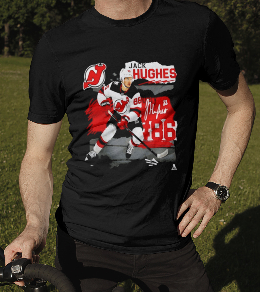 New Jersey Devils Jack Hughes 86 Fresh Ice Hockey T-Shirt