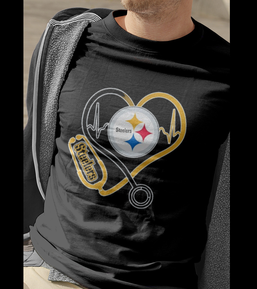 Nurse Heart Stethoscope Pittsburgh Steelers T-Shirt