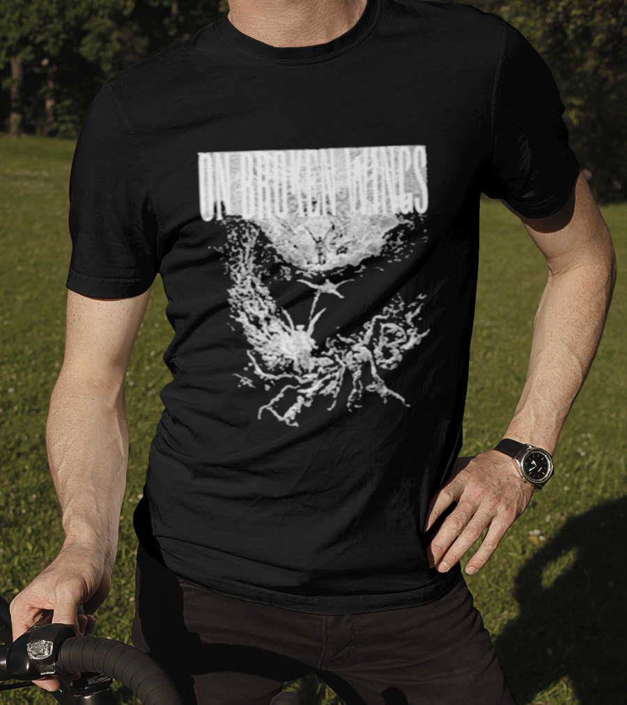 On Broken Wings Fallen Angel White Grunge T-Shirt