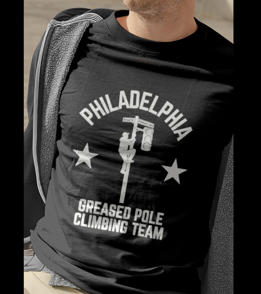 Philadelphia Greased Pole Climbing Team Traffic Light Pole Stars T-Shirt