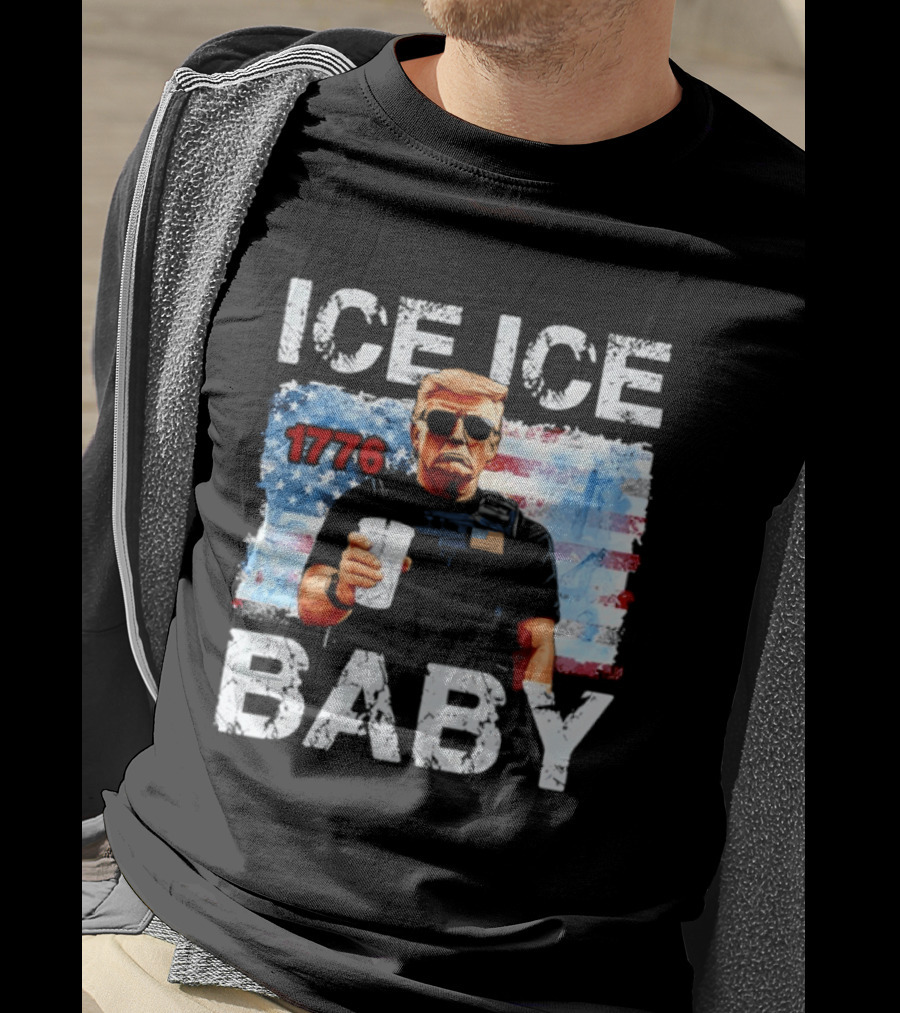 Ice Ice Baby 1776 Donald Trump Vintage American Flag T-Shirt