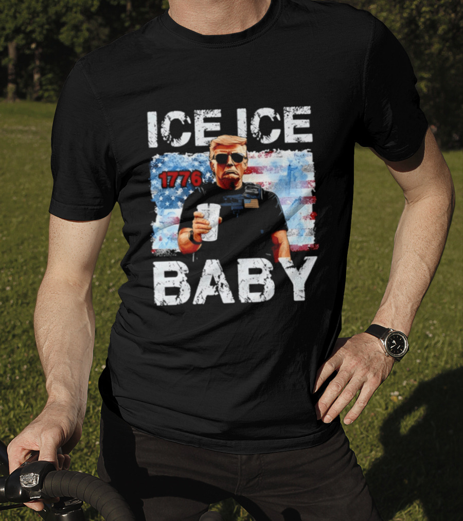 Ice Ice Baby 1776 Donald Trump Vintage American Flag T-Shirt