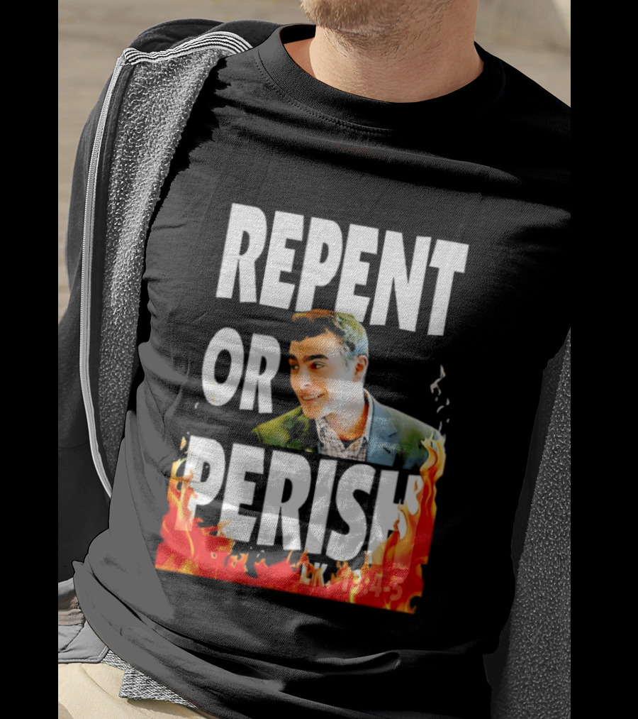 Repent Or Perish Luigi Fire Flame Luke 13:3 5 T-Shirt