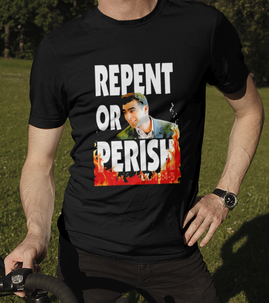 Repent Or Perish Luigi Fire Flame Luke 13:3 5 T-Shirt