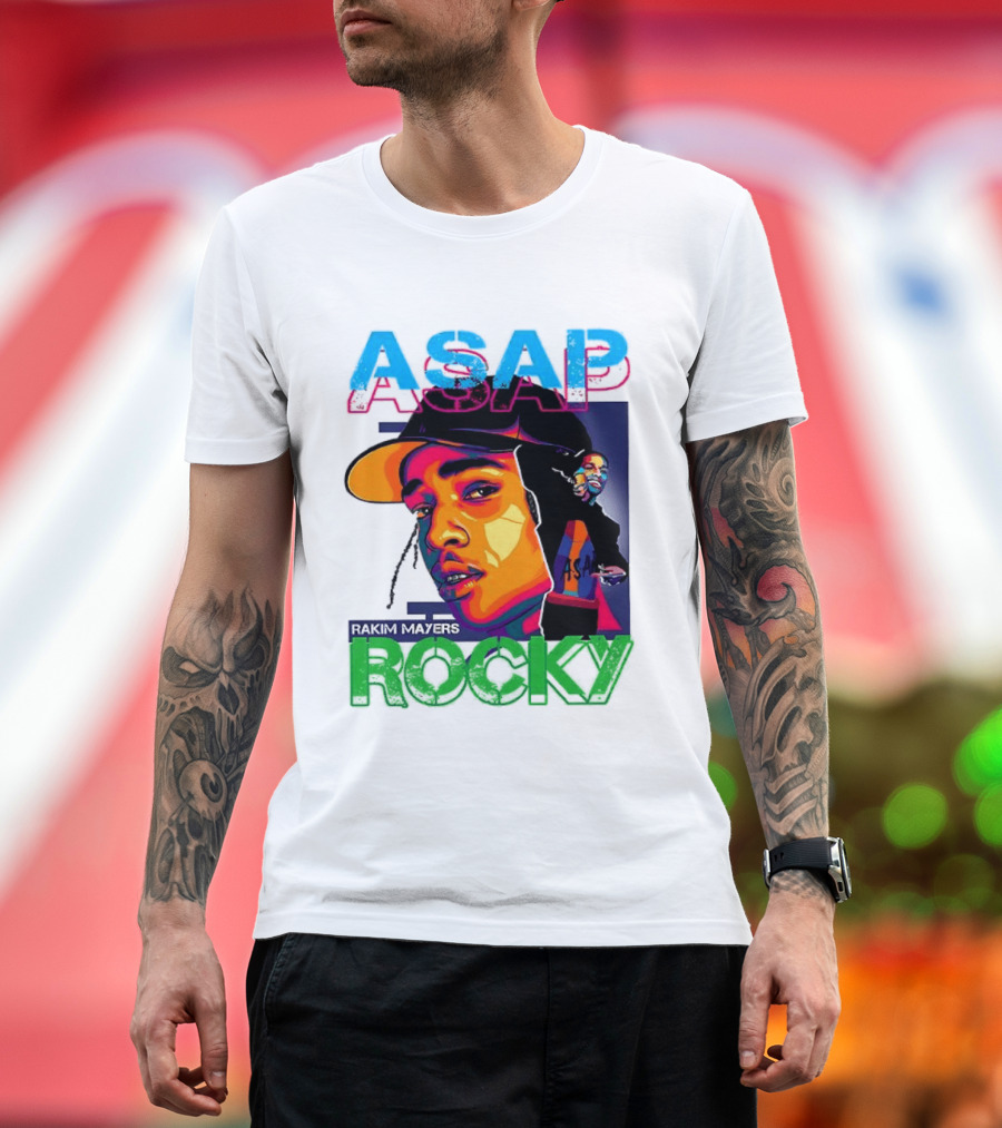 ASAP Rocky Rakim Mayers Hip Hop Street Art Bold Pop Color Aesthetic T-Shirt