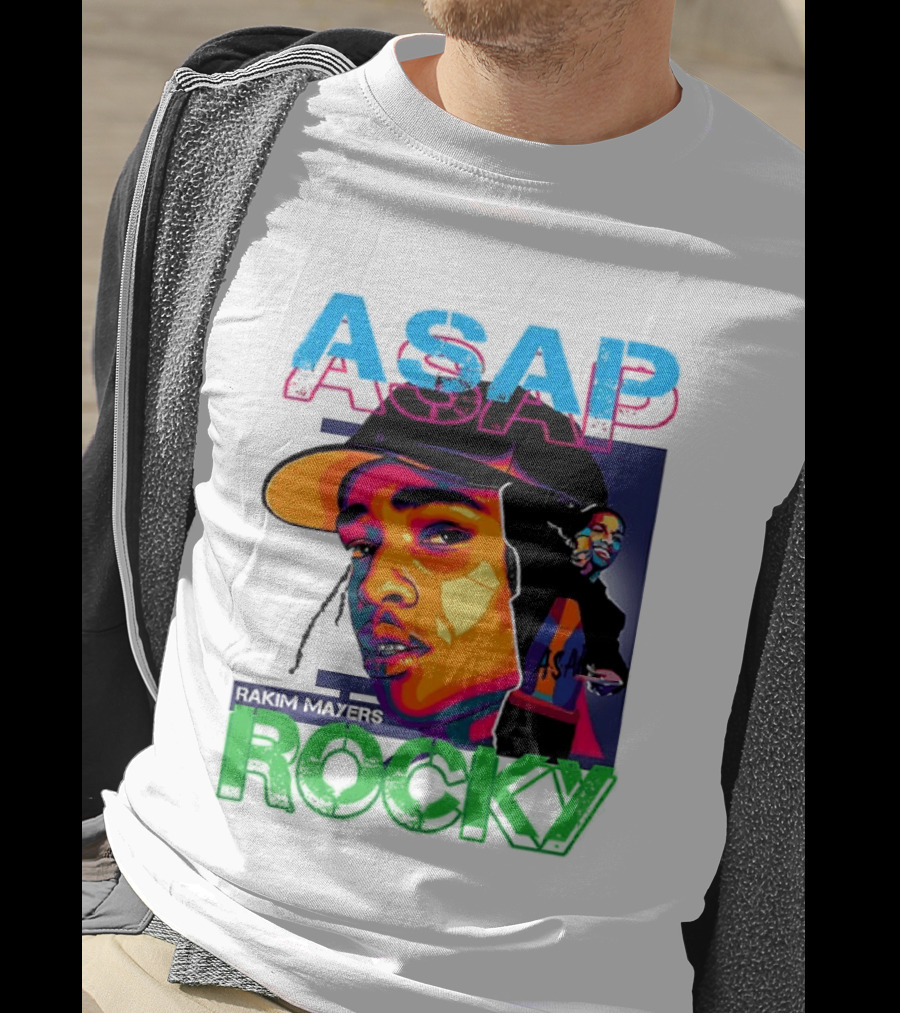 ASAP Rocky Rakim Mayers Hip Hop Street Art Bold Pop Color Aesthetic T-Shirt