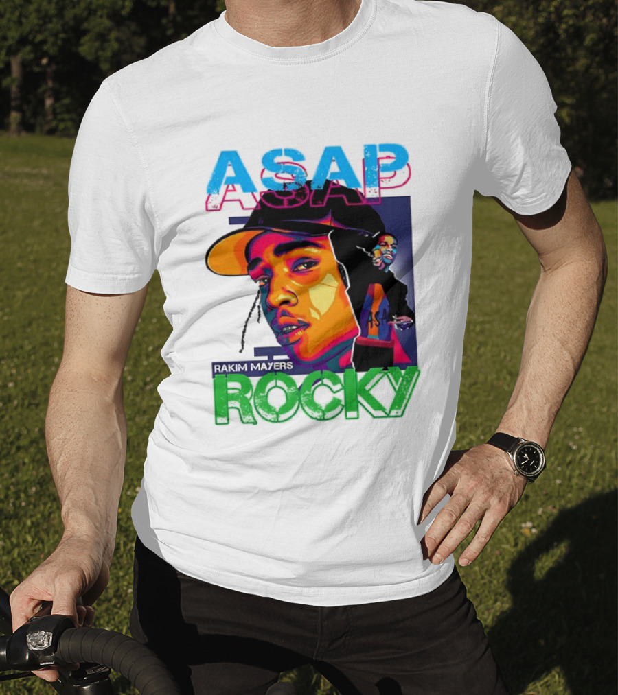 ASAP Rocky Rakim Mayers Hip Hop Street Art Bold Pop Color Aesthetic T-Shirt