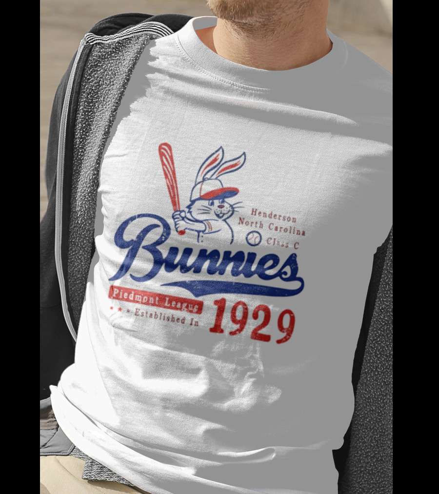 Bunnies Henderson North Carolina 1929 Class C Piedmont League Vintage Baseball T-Shirt