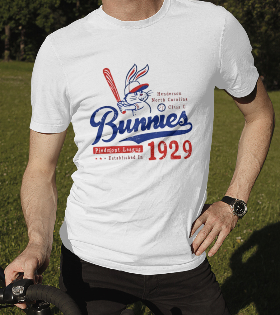 Bunnies Henderson North Carolina 1929 Class C Piedmont League Vintage Baseball T-Shirt