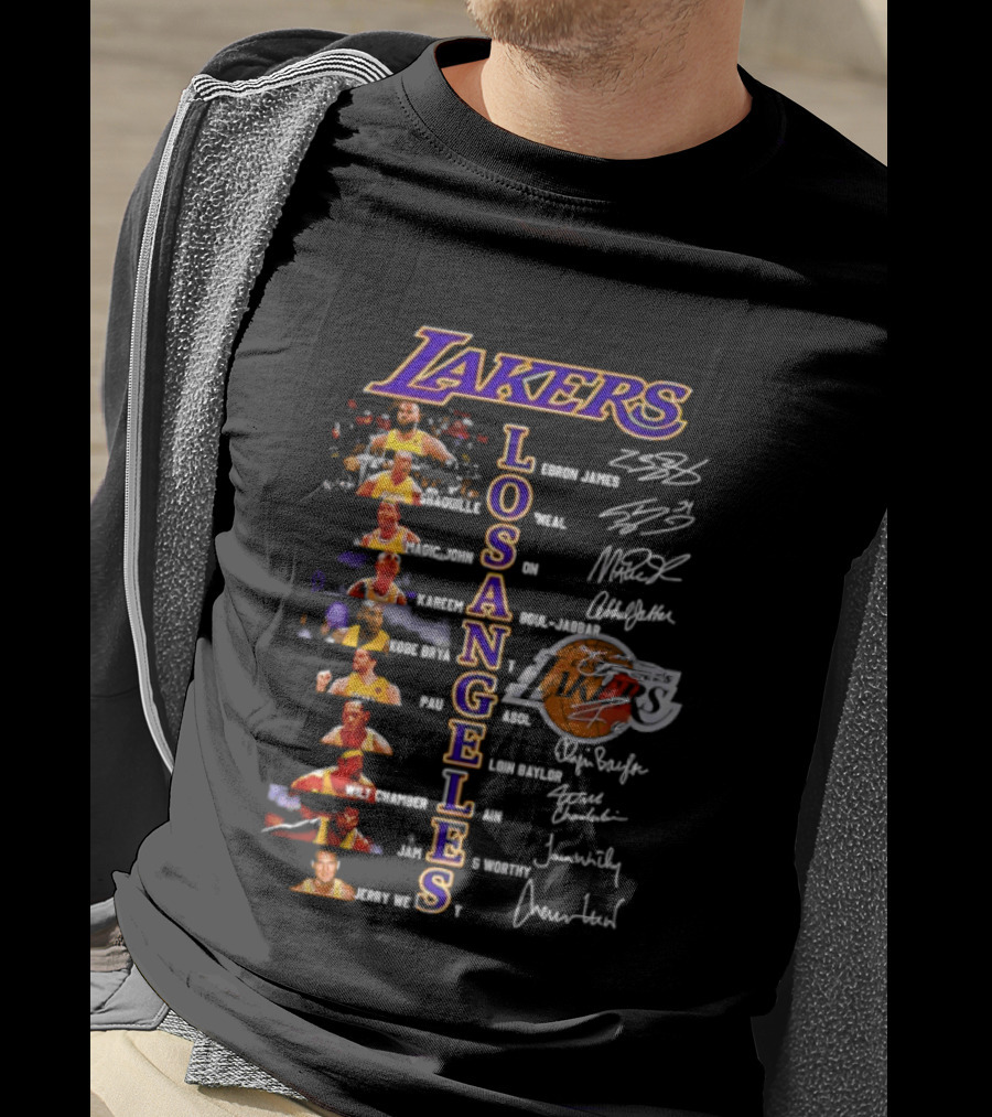 Lakers Los Angeles Legends Roster Autographed Signatures Collection T-Shirt