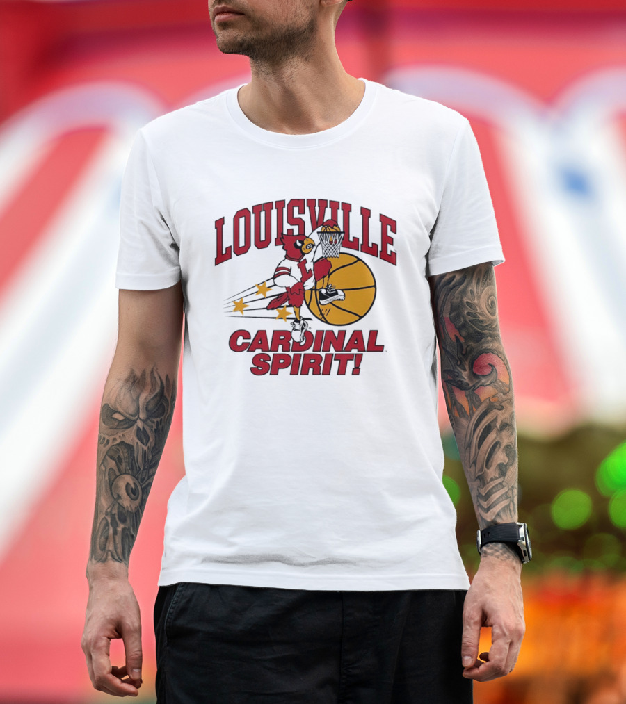 Louisville Cardinal Spirit Basketball Dunking Stars T-Shirt