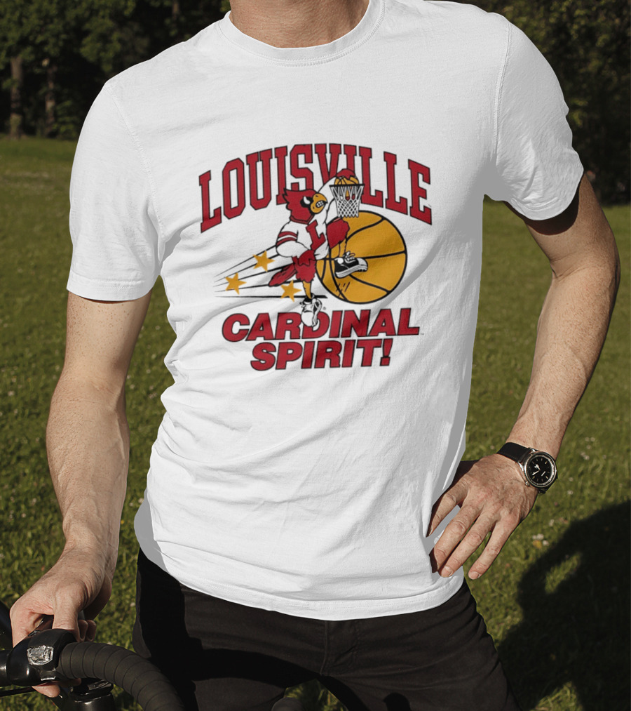 Louisville Cardinal Spirit Basketball Dunking Stars T-Shirt