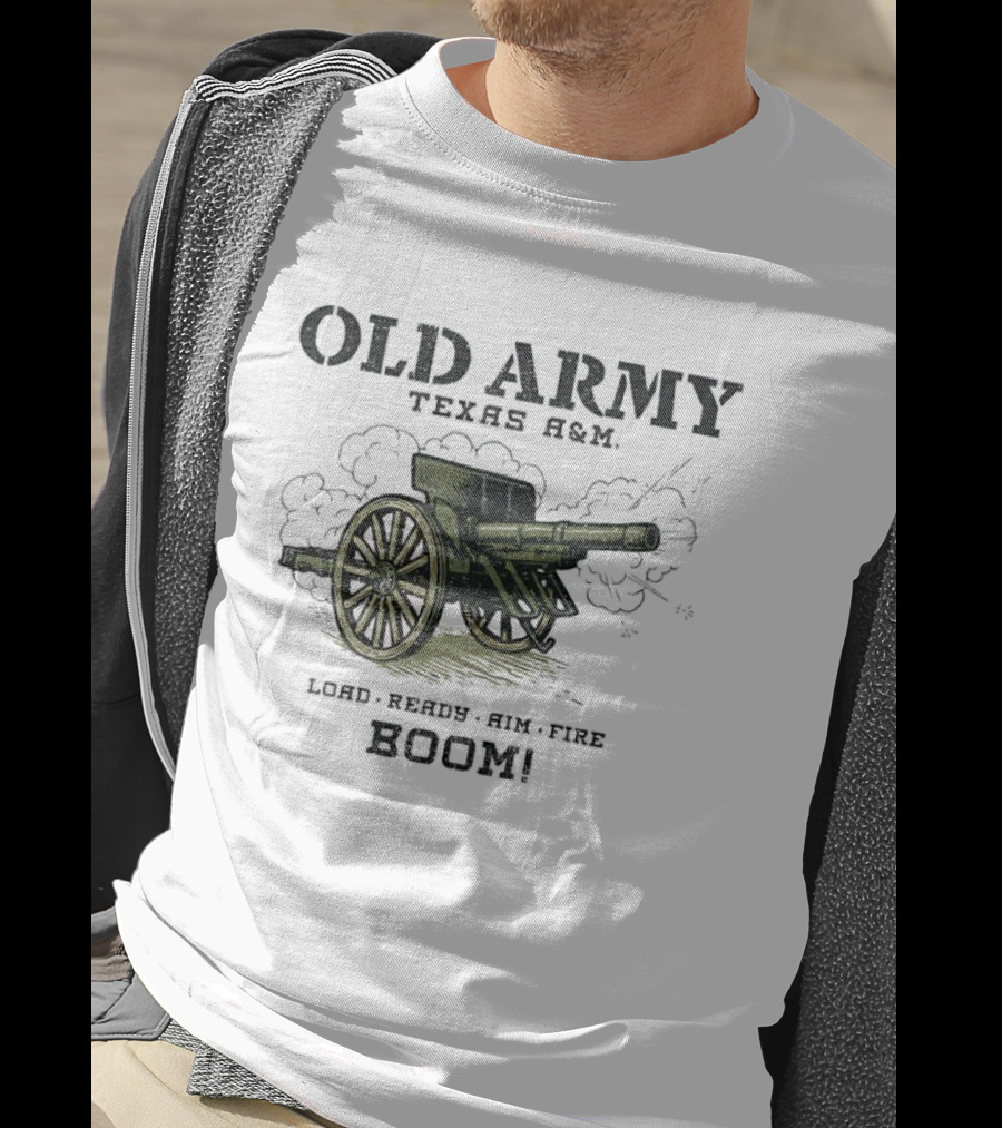 Texas A&M Old Army Load Ready Aim Fire Boom Cannon T-Shirt